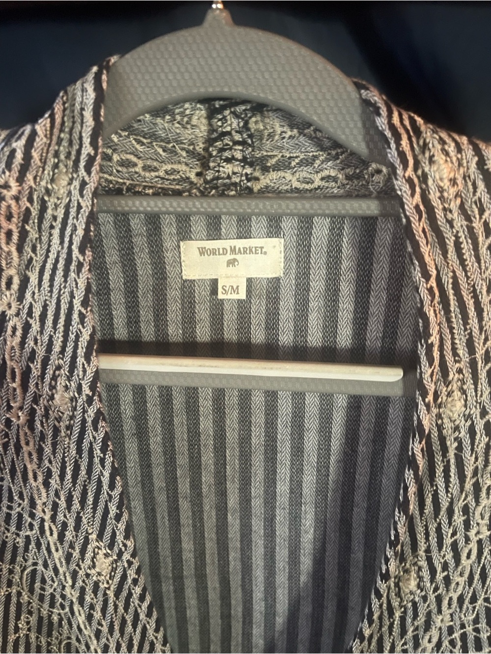 Cost Plus World Market Open Knit Women's Cardigan in Black and Cream - Picture 4 of 4